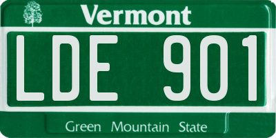 VT license plate LDE901
