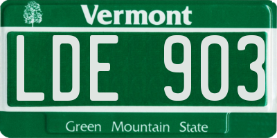 VT license plate LDE903