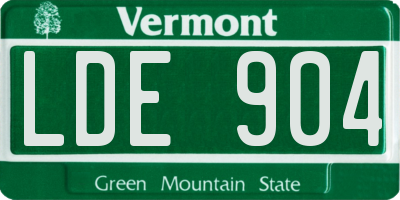 VT license plate LDE904