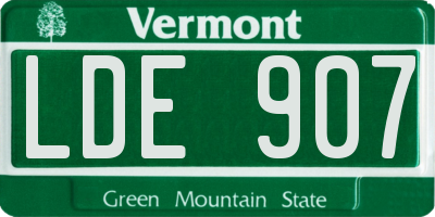 VT license plate LDE907