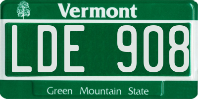 VT license plate LDE908