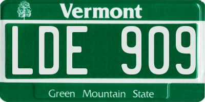 VT license plate LDE909