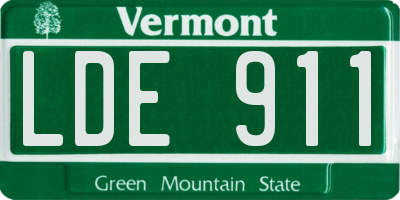 VT license plate LDE911