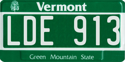 VT license plate LDE913