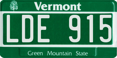 VT license plate LDE915