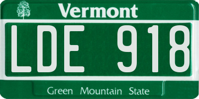 VT license plate LDE918