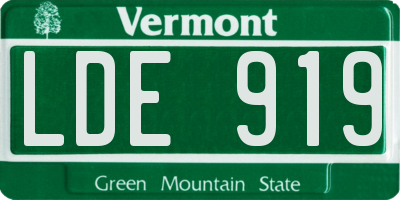 VT license plate LDE919