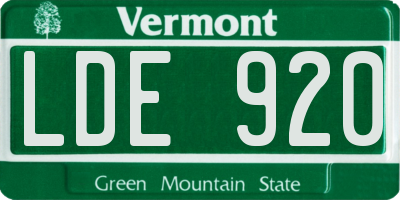 VT license plate LDE920