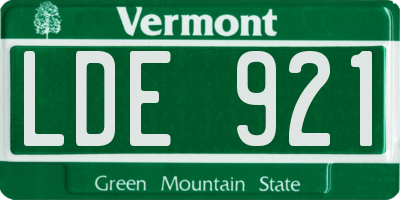 VT license plate LDE921