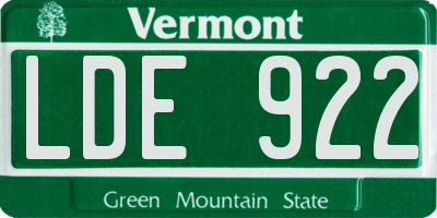 VT license plate LDE922