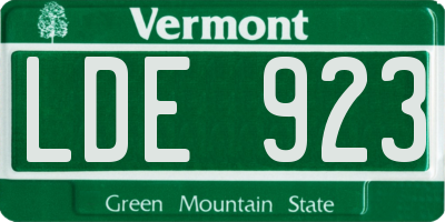 VT license plate LDE923