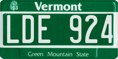 VT license plate LDE924