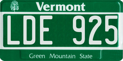 VT license plate LDE925