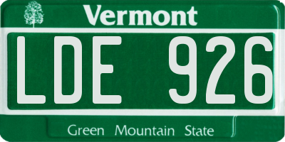 VT license plate LDE926