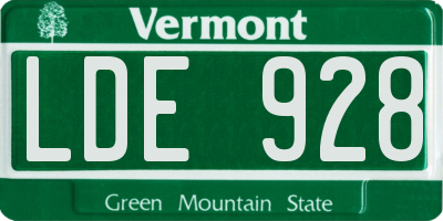 VT license plate LDE928