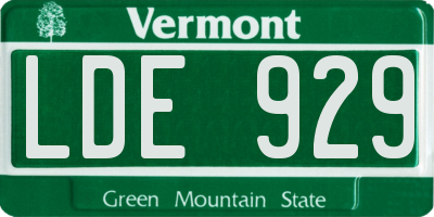 VT license plate LDE929