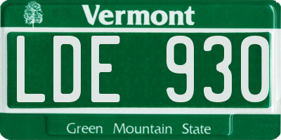 VT license plate LDE930