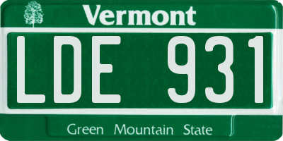VT license plate LDE931
