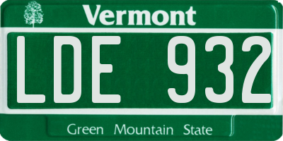 VT license plate LDE932