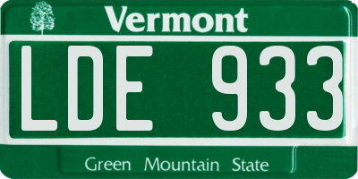 VT license plate LDE933