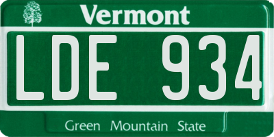 VT license plate LDE934