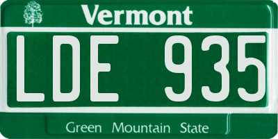 VT license plate LDE935