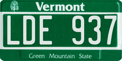 VT license plate LDE937