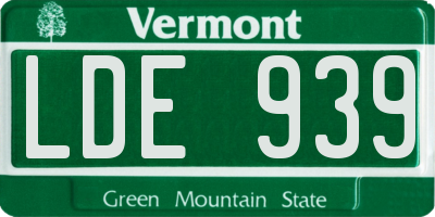 VT license plate LDE939
