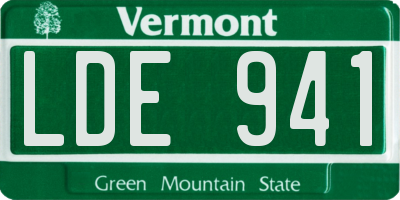VT license plate LDE941