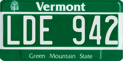 VT license plate LDE942