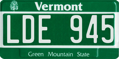 VT license plate LDE945