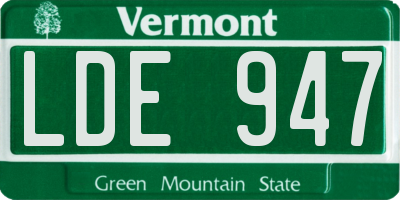 VT license plate LDE947
