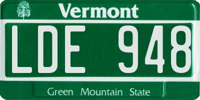 VT license plate LDE948