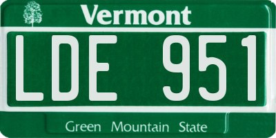 VT license plate LDE951