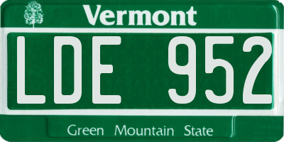 VT license plate LDE952