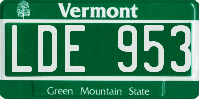 VT license plate LDE953