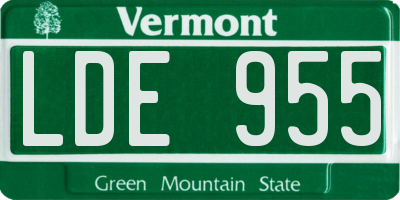 VT license plate LDE955