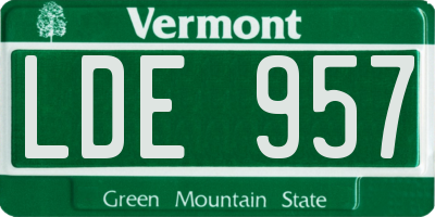 VT license plate LDE957