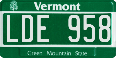 VT license plate LDE958