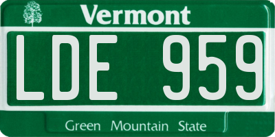 VT license plate LDE959