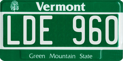 VT license plate LDE960
