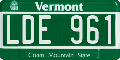 VT license plate LDE961