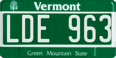 VT license plate LDE963