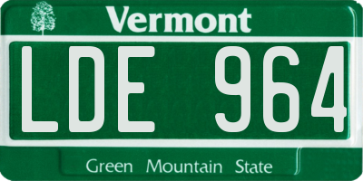 VT license plate LDE964