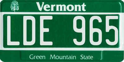 VT license plate LDE965