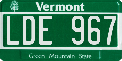 VT license plate LDE967