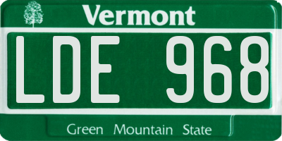 VT license plate LDE968