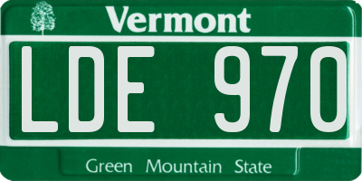 VT license plate LDE970