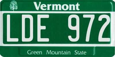 VT license plate LDE972