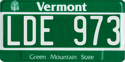VT license plate LDE973